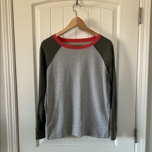 Eddie Bauer Gray and Green Raglan Long Sleeve Shirt